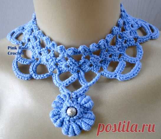 \ PINK ROSE CROCHET /: Colar Francis - Crochet Collar Necklace