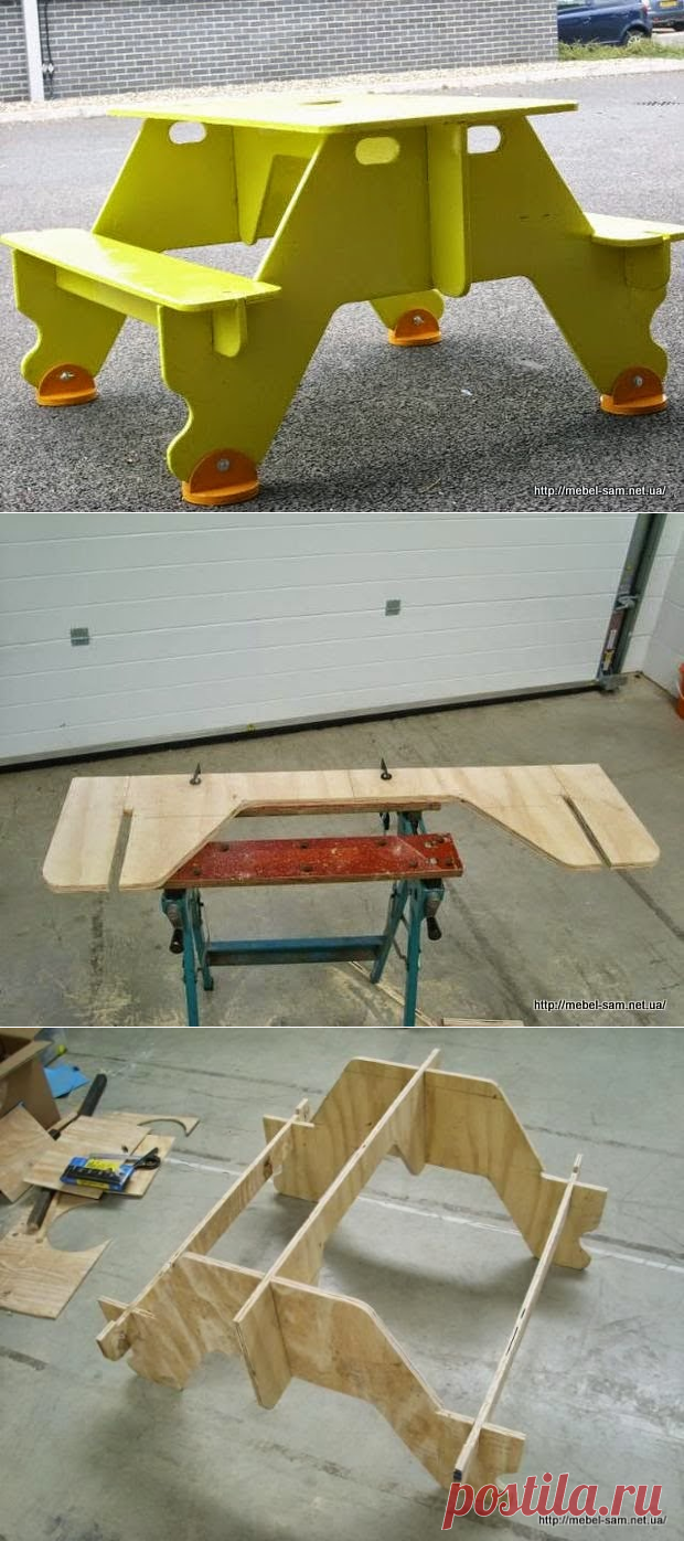 Легко сборный стол из фанеры для пикников от Gareth Lewis