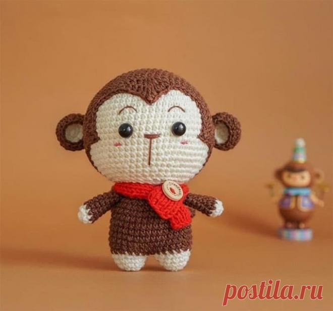 Бесплатный мастер-класс по вязанию амигуруми "Обезьянка". Автор схемы - @aquariwool.