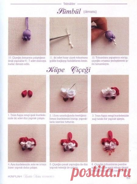 Вышивка лентами: стежки