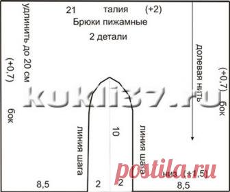 Пижамные брюки для куклы | Одежда для куклы
