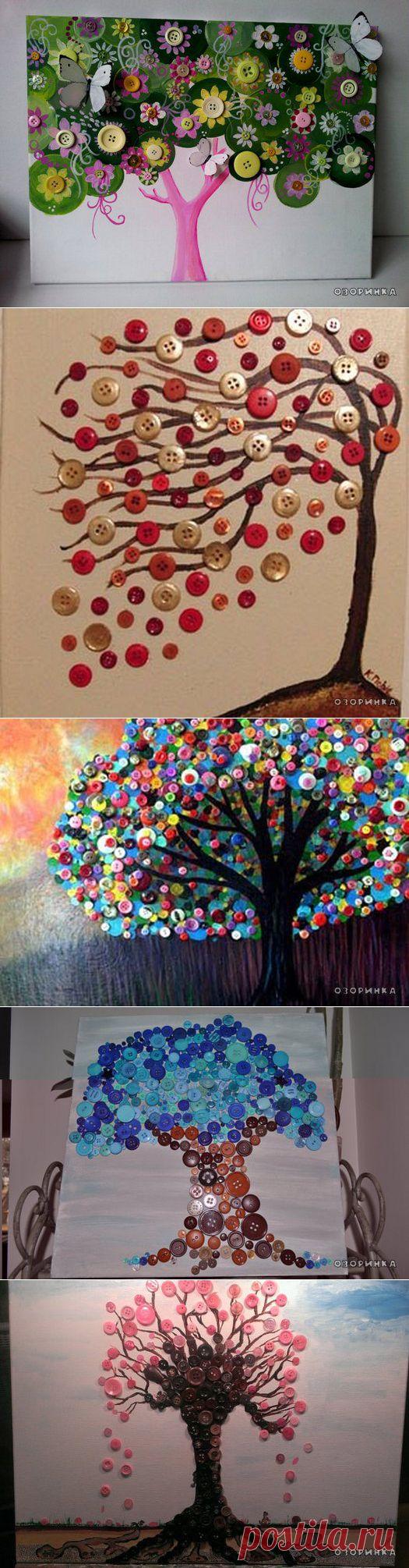 Поделки своими руками - Картины из пуговиц идеи(20 фото)