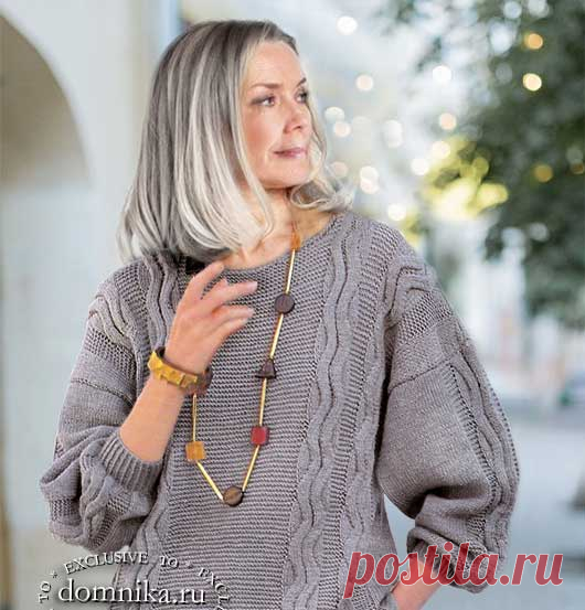 10 вязаных пуловеров и жакетов для женщин 50-60 лет схемы описания бесплатно