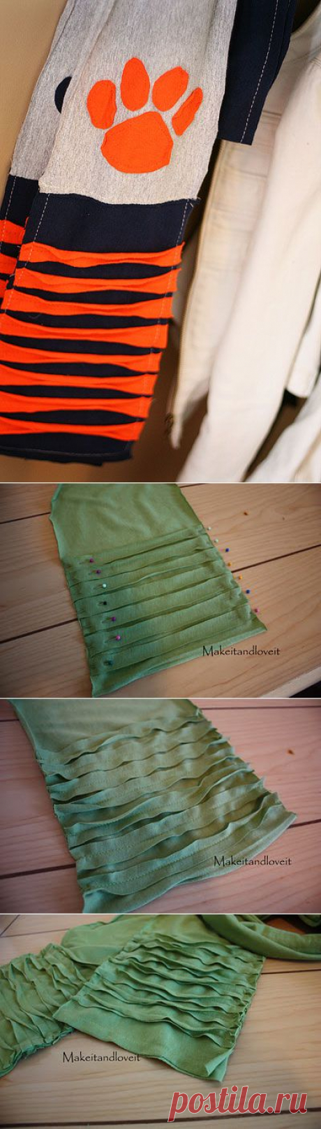Шарф из футболки с аппликацией для подростка своими руками | Ladiesvenue