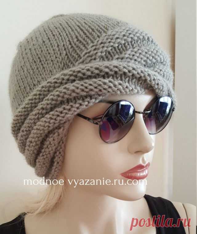 Вязаная спицами перекрученная шапка от Wiliams Cloche - Klubok - Modnoe Vyazanie.ru.com