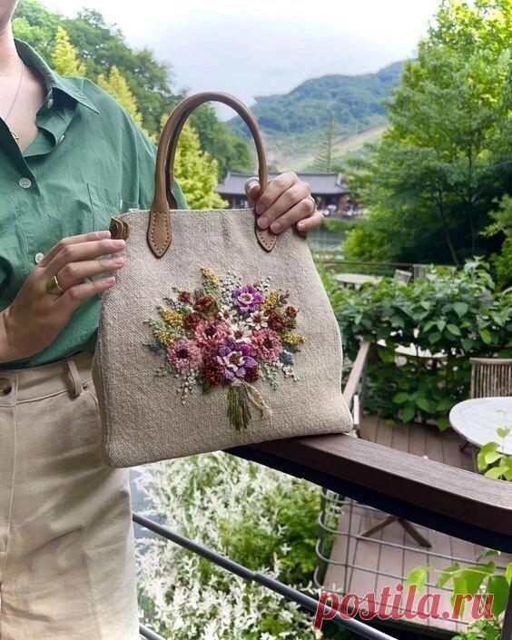 🦋🌶 Вышивка на сумке