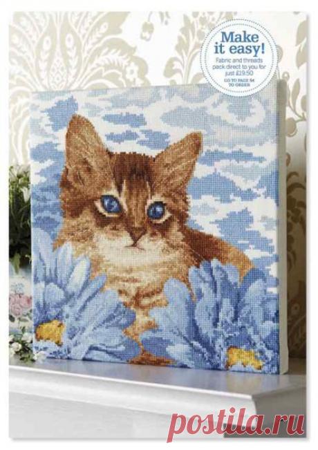 Вышивка крестом Котенок. Бесплатная схема для вышивки кота |
