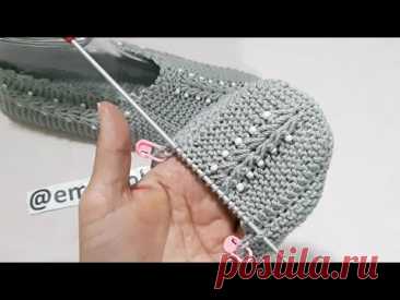 İki Şişle Dikişsiz Buğday Başağı Boncuk Detaylı Patik Yapılışı/ Knitting Slippers Pattern Design DIY