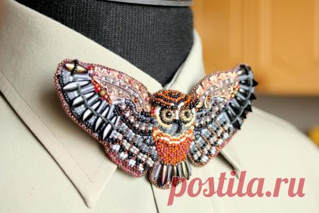 Галстук-бабочка &quot;Сова&quot; &quot;Фарбы душы - 2015&quot; | biser.info - всё о бисере и бисерном творчестве