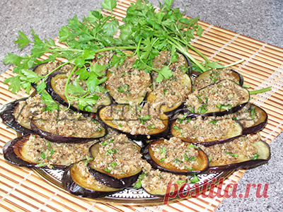 Рецепт закуски из баклажанов с орехами