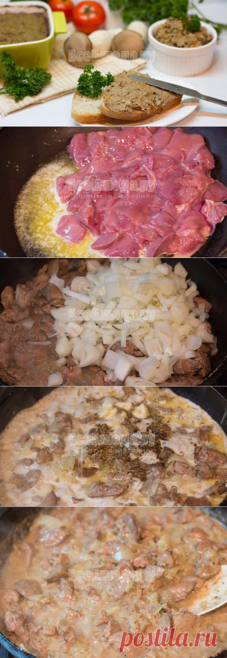 Рецепт печеночного паштета. Самый вкусный паштет из куриной печени с грибами, пошаговые  | Все Блюда