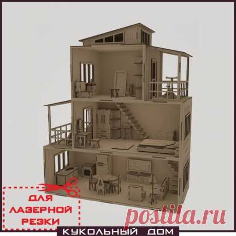 Чертеж кукольного домика с мебелью - вырежи и собери! Дом для кукол своими руками.