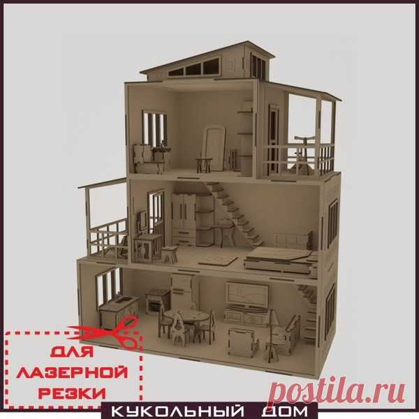 Чертеж кукольного домика с мебелью - вырежи и собери! Дом для кукол своими руками.