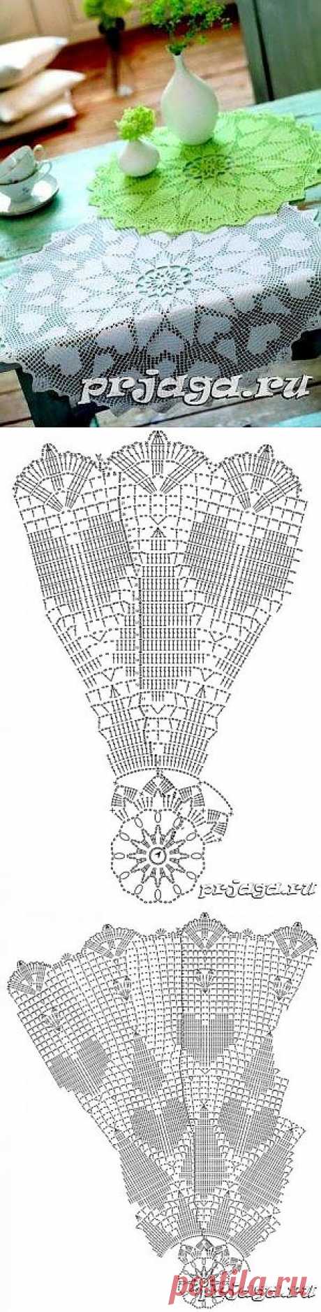 Филейные салфетки с сердечками схемы