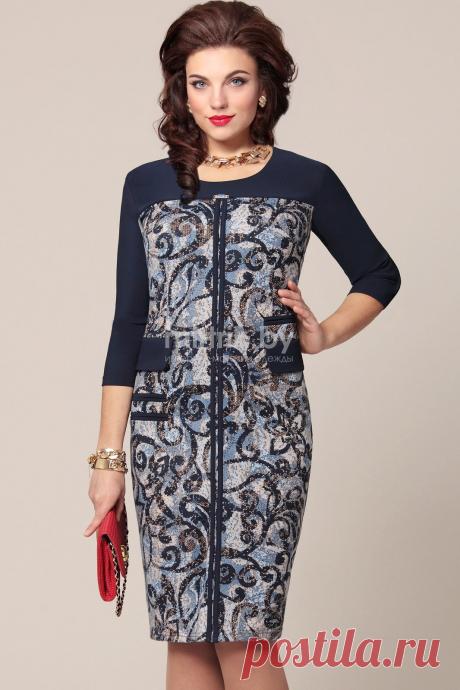 VITTORIA QUEEN 7070 оттенки синего платья недорого | Швейная традиция