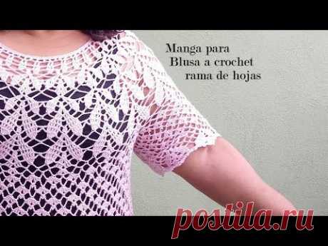 Manga para blusa rosa de hojitas