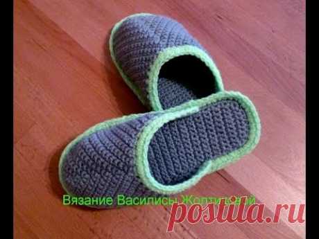 Тапочки крючком на подошве crochet slippers