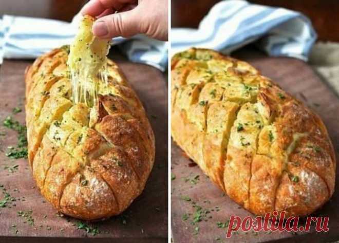 Хрустящий хлебушек пропитанный маслом, сыром и чесночком Ингредиенты: 1 французский батон, лучше 