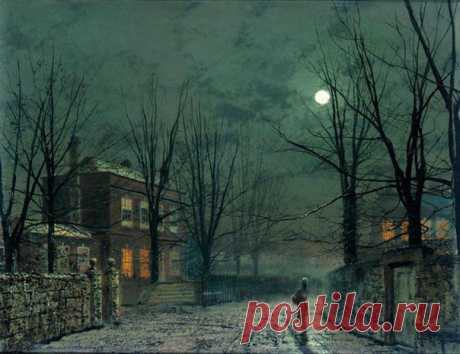 John Atkinson Grimshaw. 1836-1893. The Old Hall Under Moonlight.