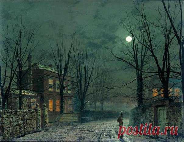 John Atkinson Grimshaw. 1836-1893. The Old Hall Under Moonlight.