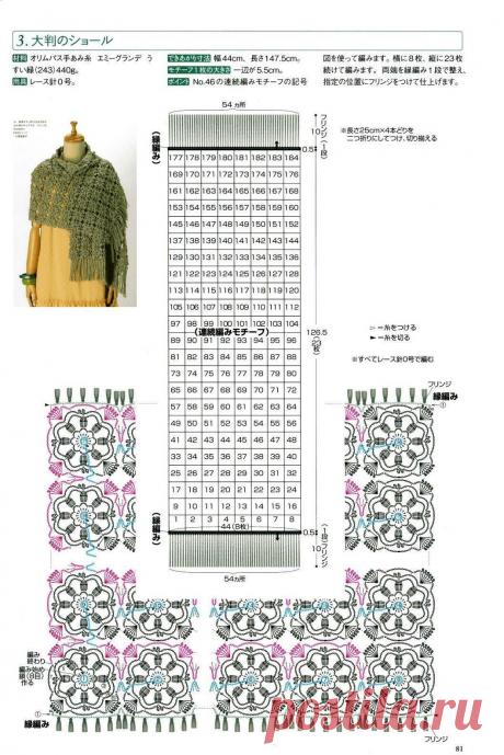 Цветочный палантин болотного цвета |  Шали, палантины и шарфы