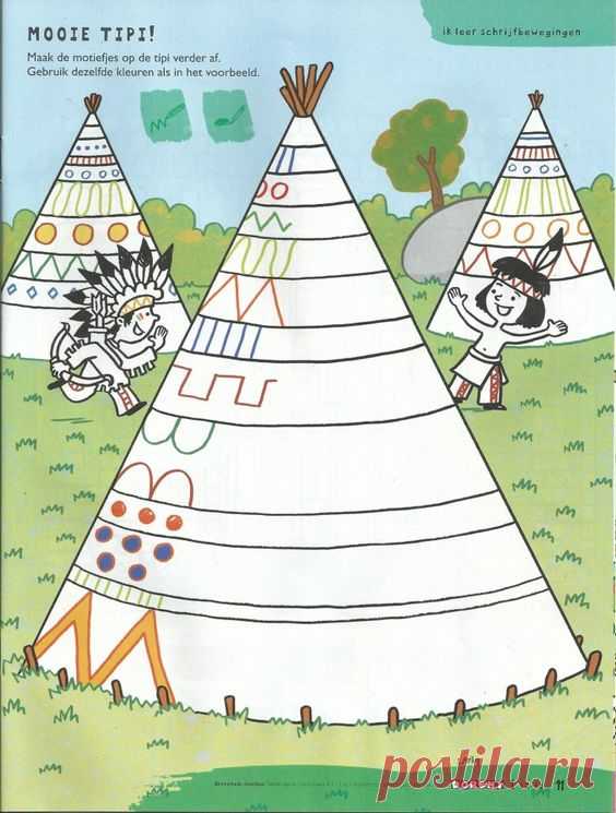 (690) WB: Schrijfmotoriek tipi versieren | aprendiendo