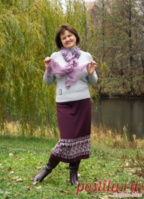. Юбка или костюм... жаккард+схема Осень - не повод грустить. Осень - это повод носить красивый шарфик!))) или юбку))) или костюм)) Машинное вязание.Белорусская полушерсть.