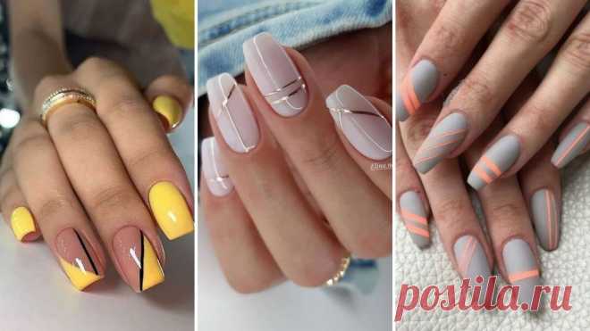 20 фантастических дизайнов маникюра с диагональными линиями.
