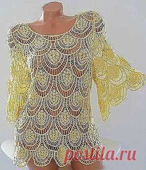 ПЛЯЖНАЯ ТУНИКА КРЮЧКОМ      
Нитки лучше взять способные струится. Это может быть шёлк, вискоза, 
мерсеризованный хлопок. Толщину нити Вы выбираете сами. У меня нитка не очень тонкая 