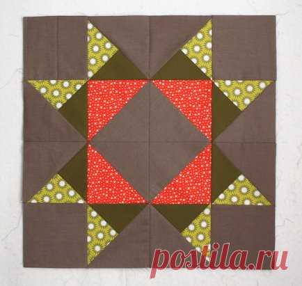 В праздничных ярких красках  многим известная Jenny предлагает Star Quilt . Большие одинокие лоскуты в сочных тонах не будут томиться в шкафу без дела! Перед Вами очередной звездный блок