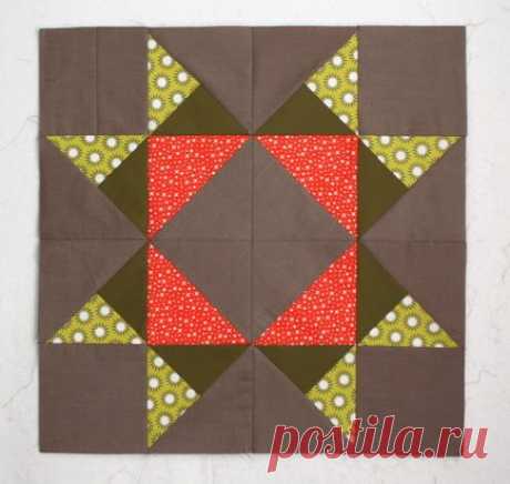 В праздничных ярких красках  многим известная Jenny предлагает Star Quilt . Большие одинокие лоскуты в сочных тонах не будут томиться в шкафу без дела! Перед Вами очередной звездный блок