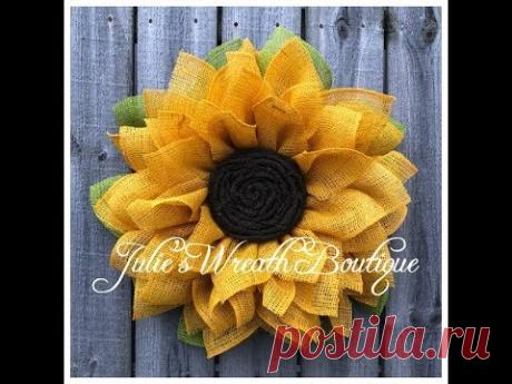 Burlap Sunflower Wreath | Facebook Live | Natural Jute Burlap with Twisted Brown Center