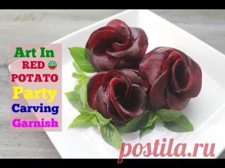 How To Make Red Beet Rose Radish and Cucumber Flowers Art In Fruit and Vegetable Carving Garnish