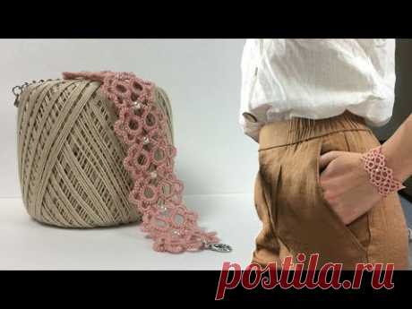 Needle tatting. Bracelet with beads. Giveaway/Фриволите иглой. Браслет с бусинами. Розыгрыш подарка