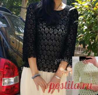 Нежная ажурная кофточка крючком. Схемы вязания Очень милая нежная кофточка, вязаная крючком. Отлично будет смотреться из тонкого хлопка. Схемы прилагаются.  banner_adaptivniy     Очень милая нежная кофточка, вязаная крючком. Отлично будет смотреться из тонкого хлопка.