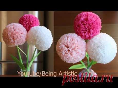 How To Make Round Tissue Paper Flower - DIY Paper Craft