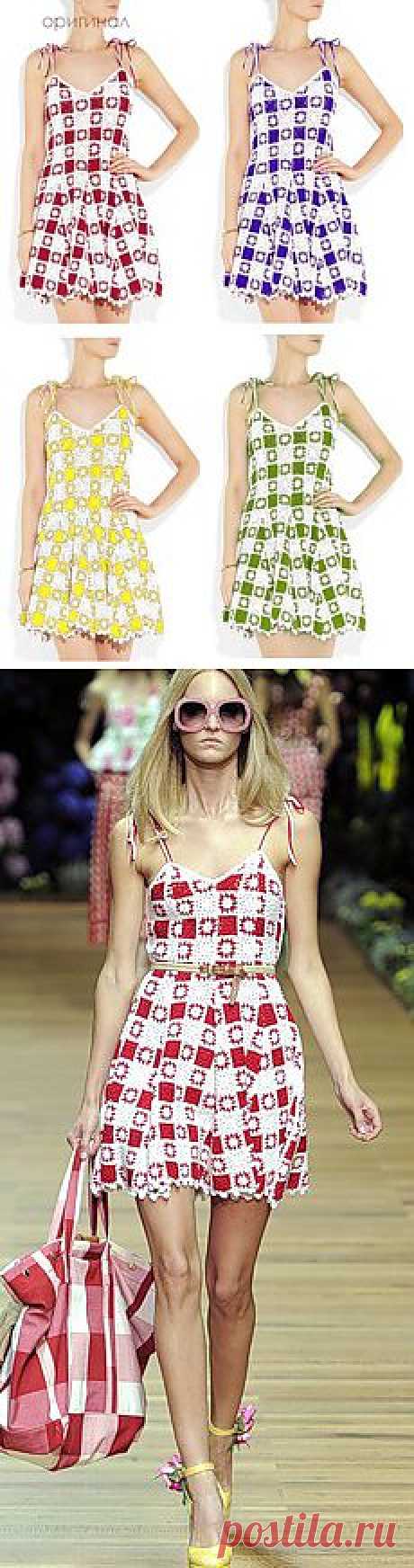 Шахматный сарафан от D&amp;G.
