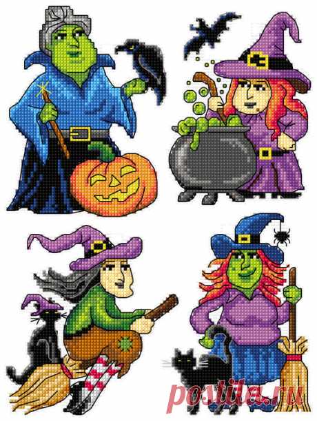 Kit de punto de cruz contado Brujas de Halloween 160CS — Wizardi