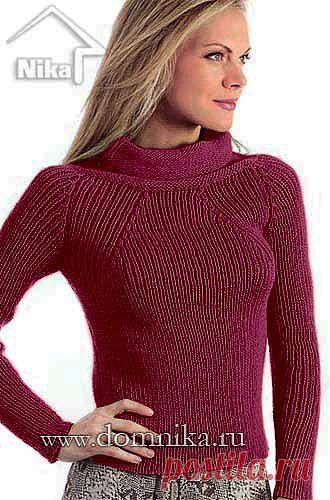Женский вязаный свитер с рукавом реглан