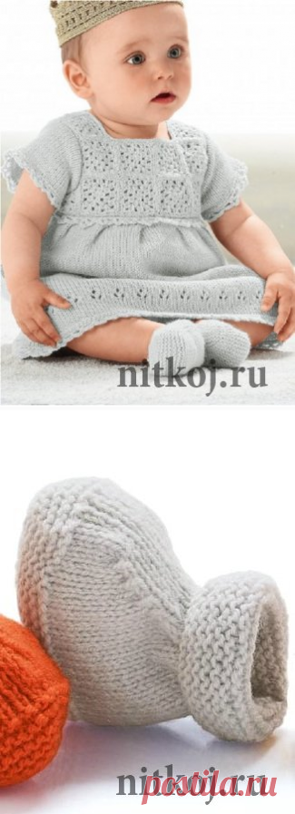 Платье спицами для девочки и пинетки » Ниткой - вязаные вещи для вашего дома, вязание крючком, вязание спицами, схемы вязания