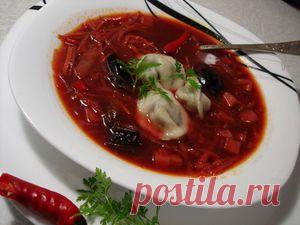 Постный борщ с грибами, черносливом и грибными ушками. Тест-драйв VITEK. Рецепт c фото, мы подскажем, как приготовить!