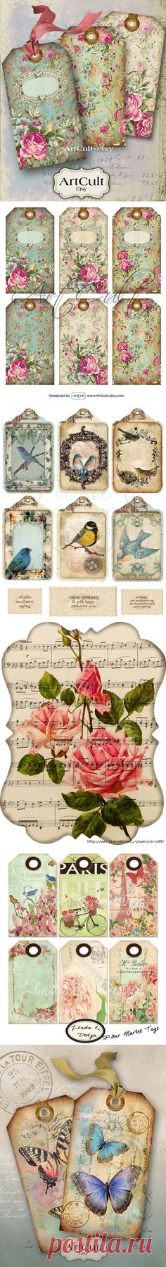 JEWELRY HOLDERS No10 - Gift Tags Digital Collage Sheet Printable download Victorian roses Vintage shabby roses scrapbook paper by Art Cult | Jewelry Holder, Co… ВИНТАЖ.ДЕКУПАЖ.