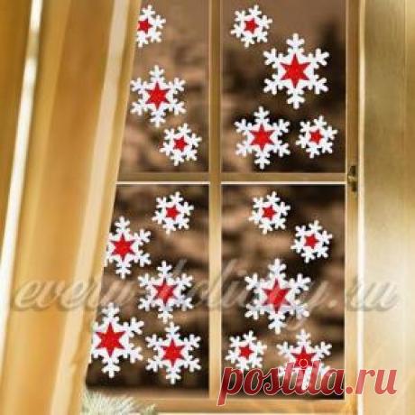 Как украсить окно на Новый год 2016 своими руками, фото