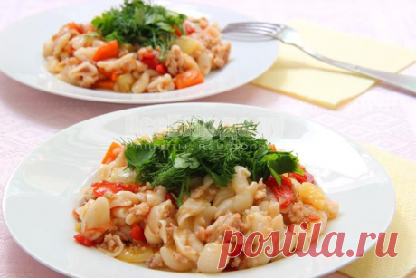 Рецепт макарон по-флотски с фаршем и овощами | Все Блюда