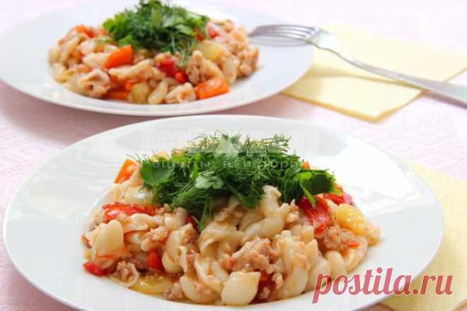 Рецепт макарон по-флотски с фаршем и овощами | Все Блюда