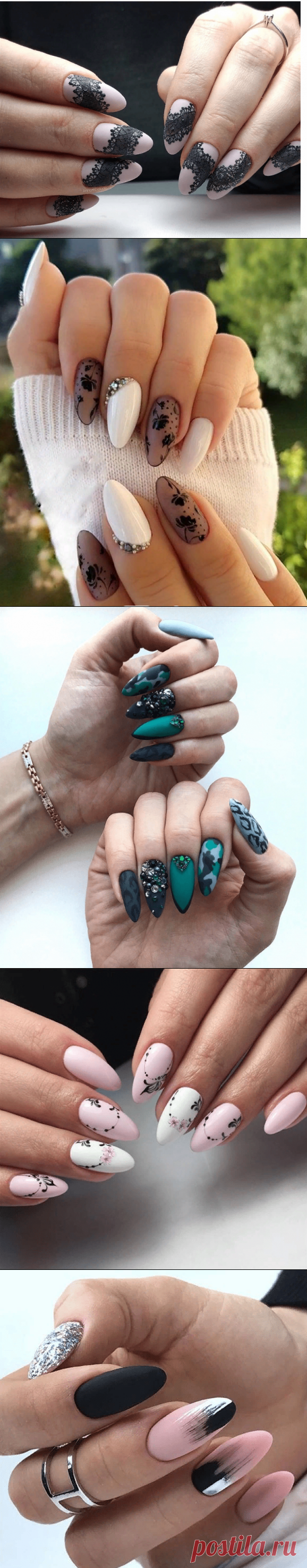 38 идей матового маникюра на миндалевидные ногти | Интернет-Cолянка