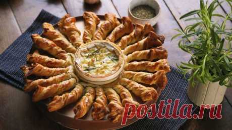 Baked Camembert With Pancetta Breadstick Twists ~ Recipe Recipe with video instructions: Baked Camembert is a super popular sharing dish, add in our awesome pancetta pastry dippers and you've got a winner!  Ingredients: 2 packs pre-rolled puff pastry , 2 tbsp English mustard , 30 thin slices of pancetta (15 slices split down the middle), 1 whole camembert, Few sprigs fresh rosemary sprigs, 1 garlic clove, peeled and sliced, 1 tsp olive oil, Egg wash, Freshly ground black pepper