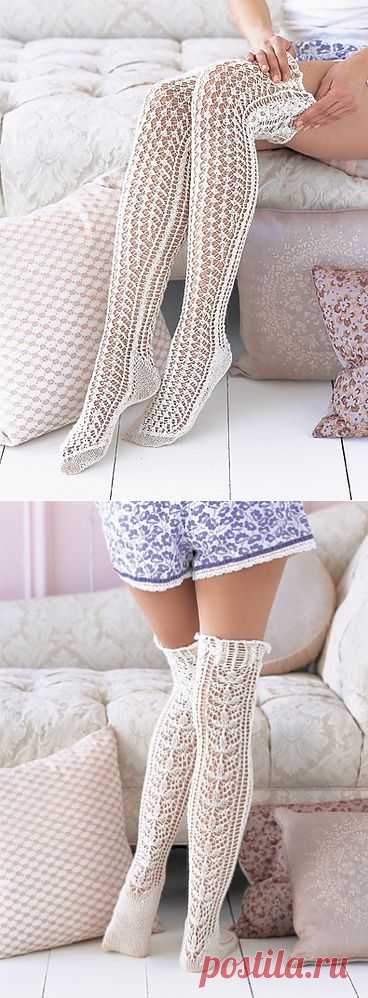 Ажурные гольфы спицами на ваши стройные ножки