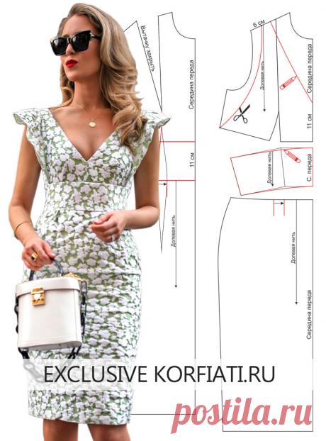 Выкройка платья с крылышками от Анастасии Корфиати Выкройка платья с крылышками в рельефных швах - идеальная модель для любого случая! Подробные чертежи выкроек бесплатно. Супер-идеи для самостоятельного пошива