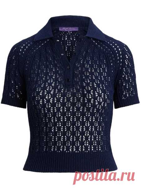 Запись на стене Поло от Ralph Lauren из актуальной коллекцииОчень красивая и стильная вещь, цена соответствующая - 1344 €Состав пряжи: 80% шелк, 19% буретный шелк и 1% эластан Ажурное поло темно-синего цвета с рукавом реглан-погон. Раппорт ажурного узора - 9 петель и 12 рядовРеглан там тоже оформлен интересно, с ажурными дорожками, но их плохо видно в темно-синем цвете. Остается ждать эту модель в другом цвете пряжи